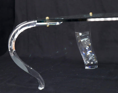 EstablishedLines Glass Top Bent Lucite Legs Rectangular Coffee Table