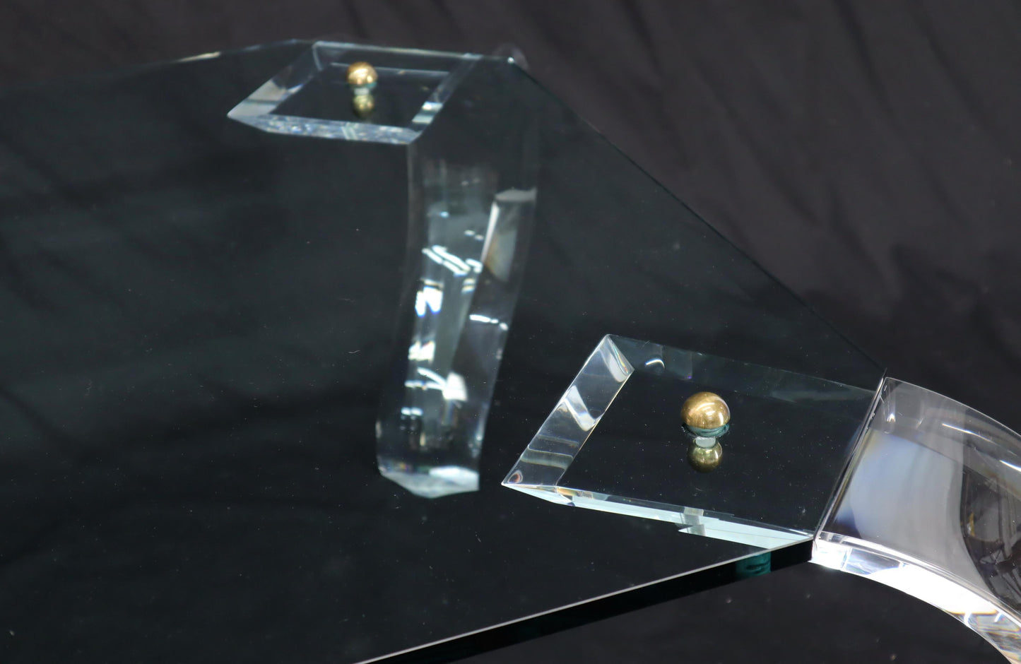 EstablishedLines Glass Top Bent Lucite Legs Rectangular Coffee Table