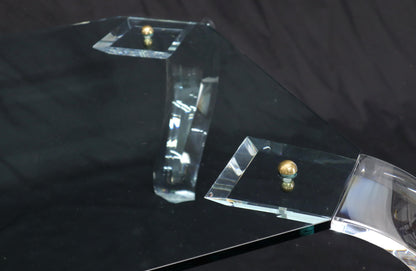 EstablishedLines Glass Top Bent Lucite Legs Rectangular Coffee Table