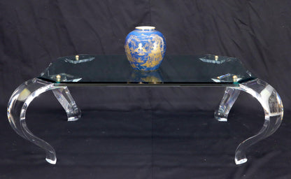 EstablishedLines Glass Top Bent Lucite Legs Rectangular Coffee Table