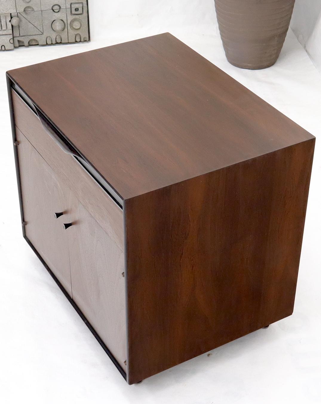 EstablishedLines John Stuart Walnut One Drawer Two Doors Compartment End Table Nightstand
