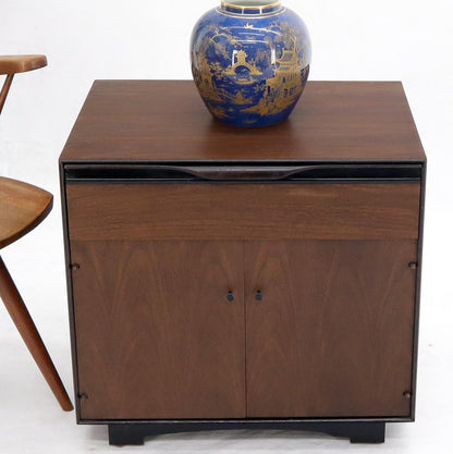 EstablishedLines John Stuart Walnut One Drawer Two Doors Compartment End Table Nightstand