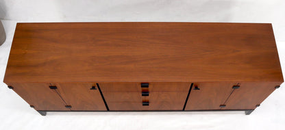 EstablishedLines American Walnut 9 Drawers Two Doors Compartment Long Dresser Credenza Restored