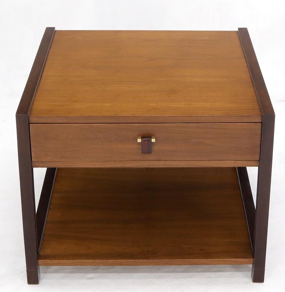 EstablishedLines Dunbar Square Two Tier End Side Table Mid-Century Modern American Walnut