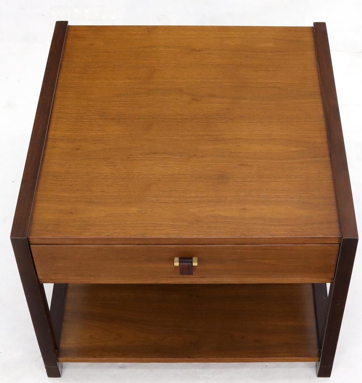EstablishedLines Dunbar Square Two Tier End Side Table Mid-Century Modern American Walnut