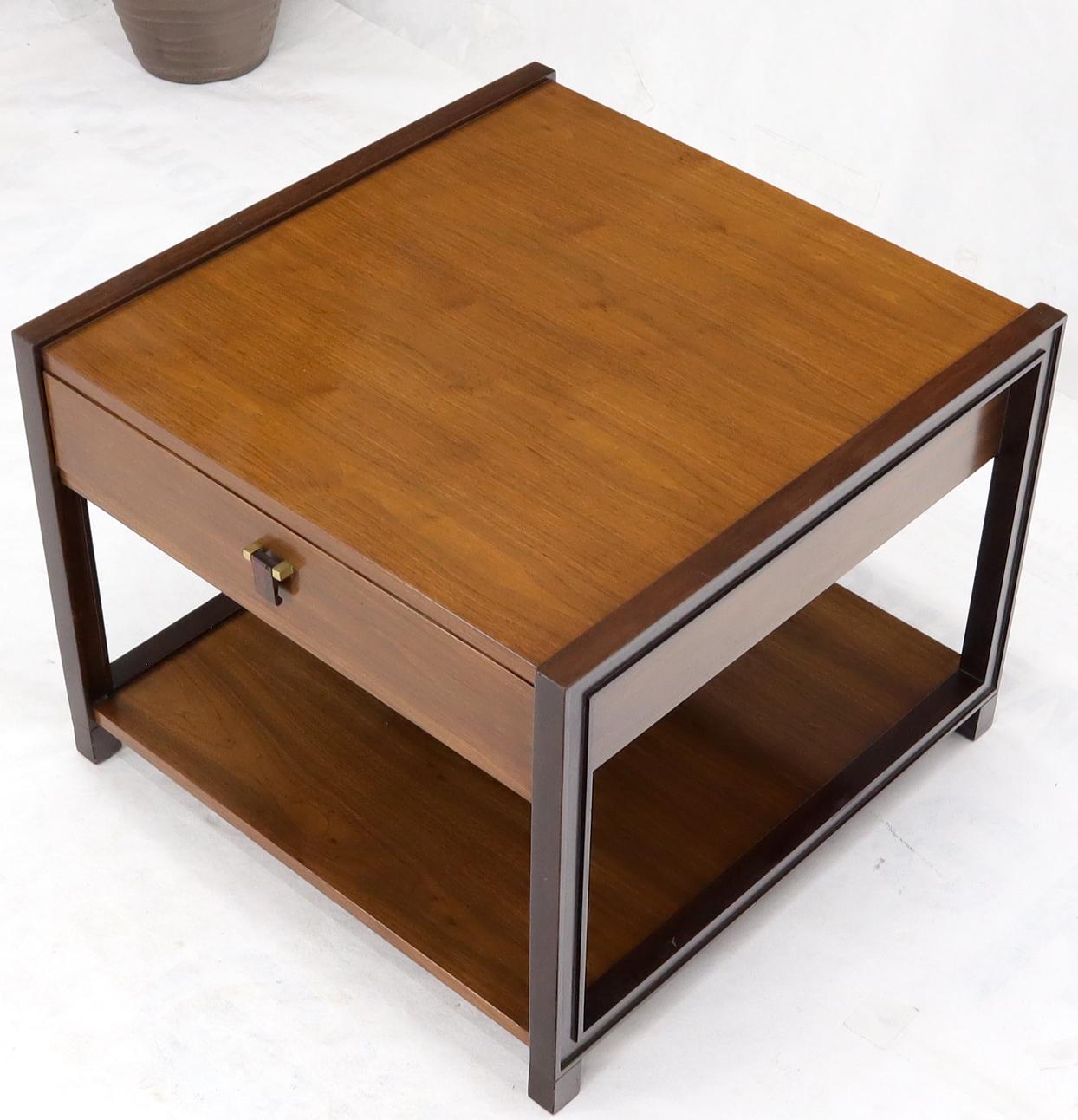 EstablishedLines Dunbar Square Two Tier End Side Table Mid-Century Modern American Walnut
