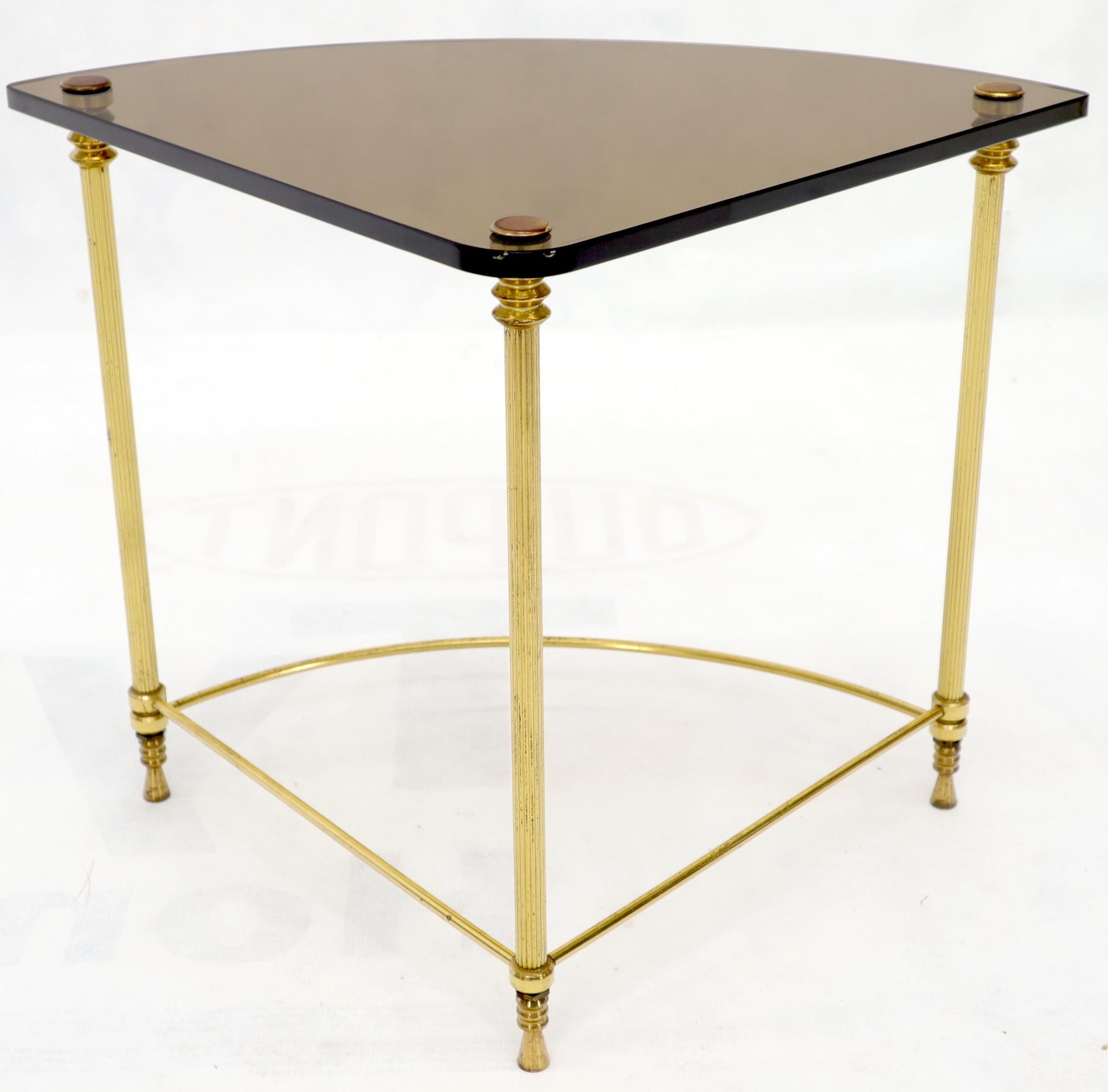 EstablishedLines Circular Round Smoked Glass Brass Legs Nesting Coffee Table