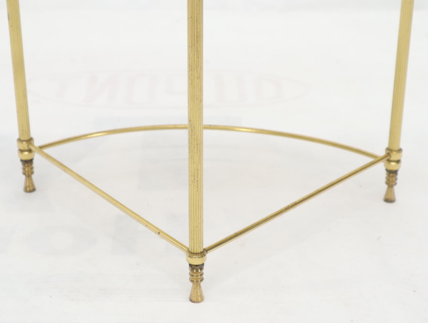 EstablishedLines Circular Round Smoked Glass Brass Legs Nesting Coffee Table
