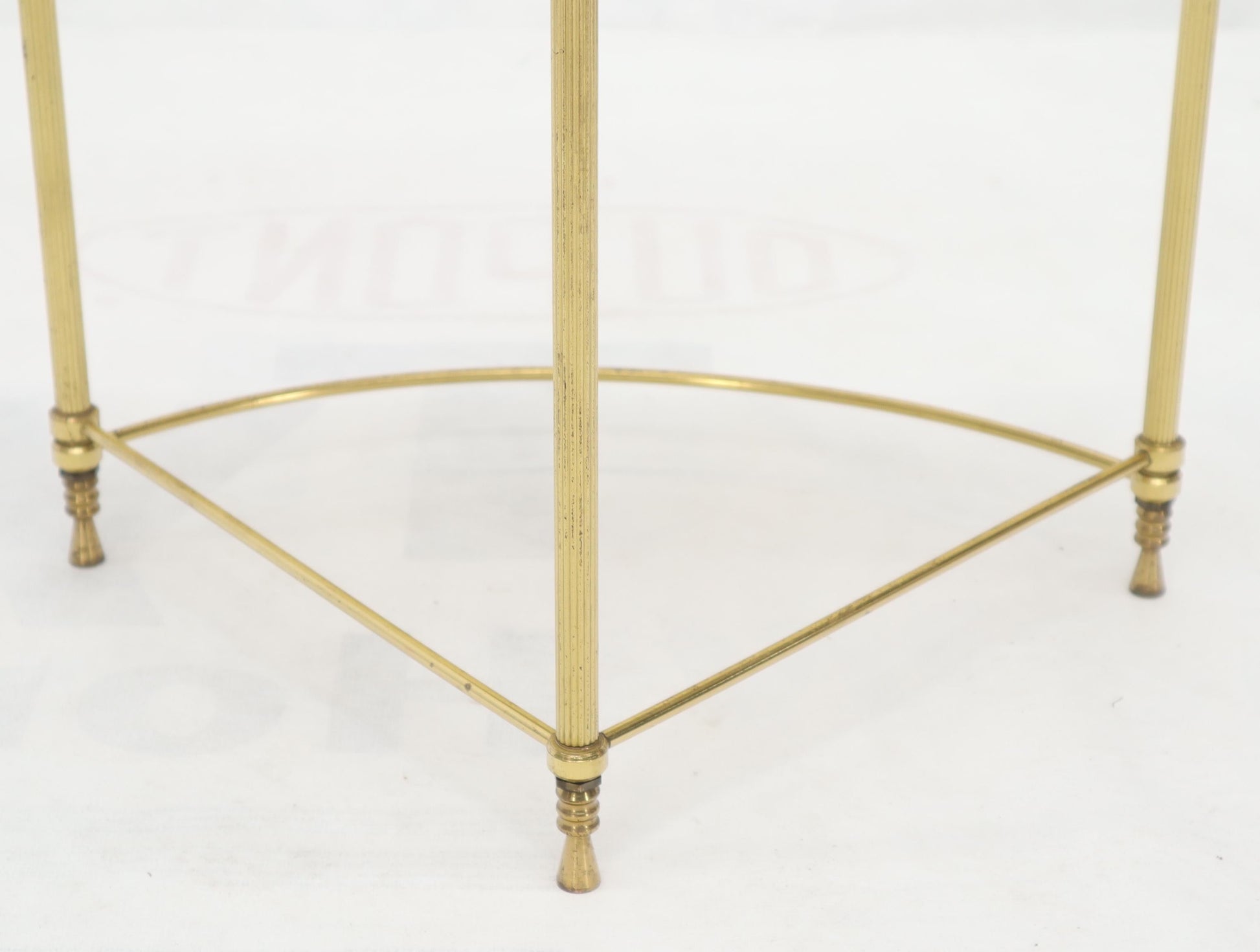EstablishedLines Circular Round Smoked Glass Brass Legs Nesting Coffee Table