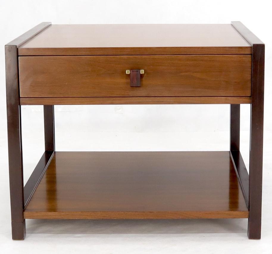EstablishedLines Dunbar Square Two Tier End Side Table Mid-Century Modern American Walnut