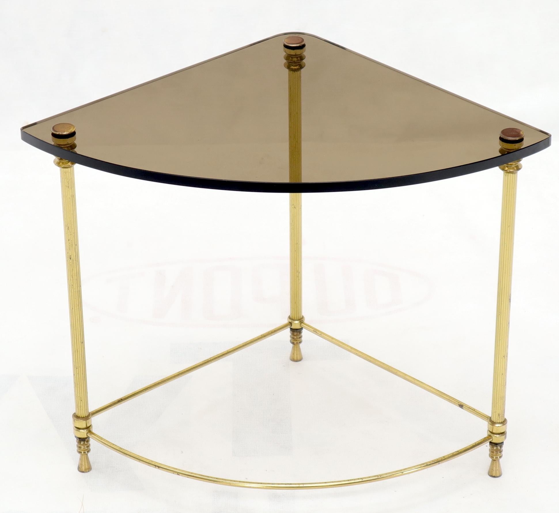 EstablishedLines Circular Round Smoked Glass Brass Legs Nesting Coffee Table