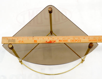 EstablishedLines Circular Round Smoked Glass Brass Legs Nesting Coffee Table