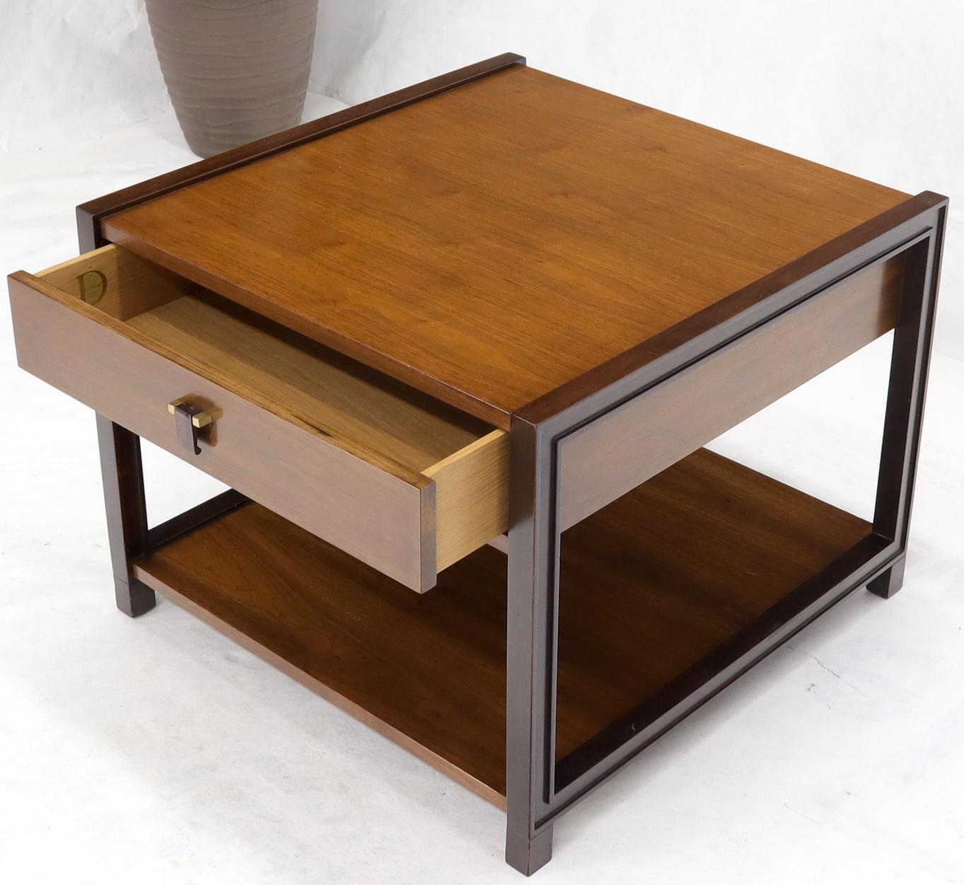 EstablishedLines Dunbar Square Two Tier End Side Table Mid-Century Modern American Walnut
