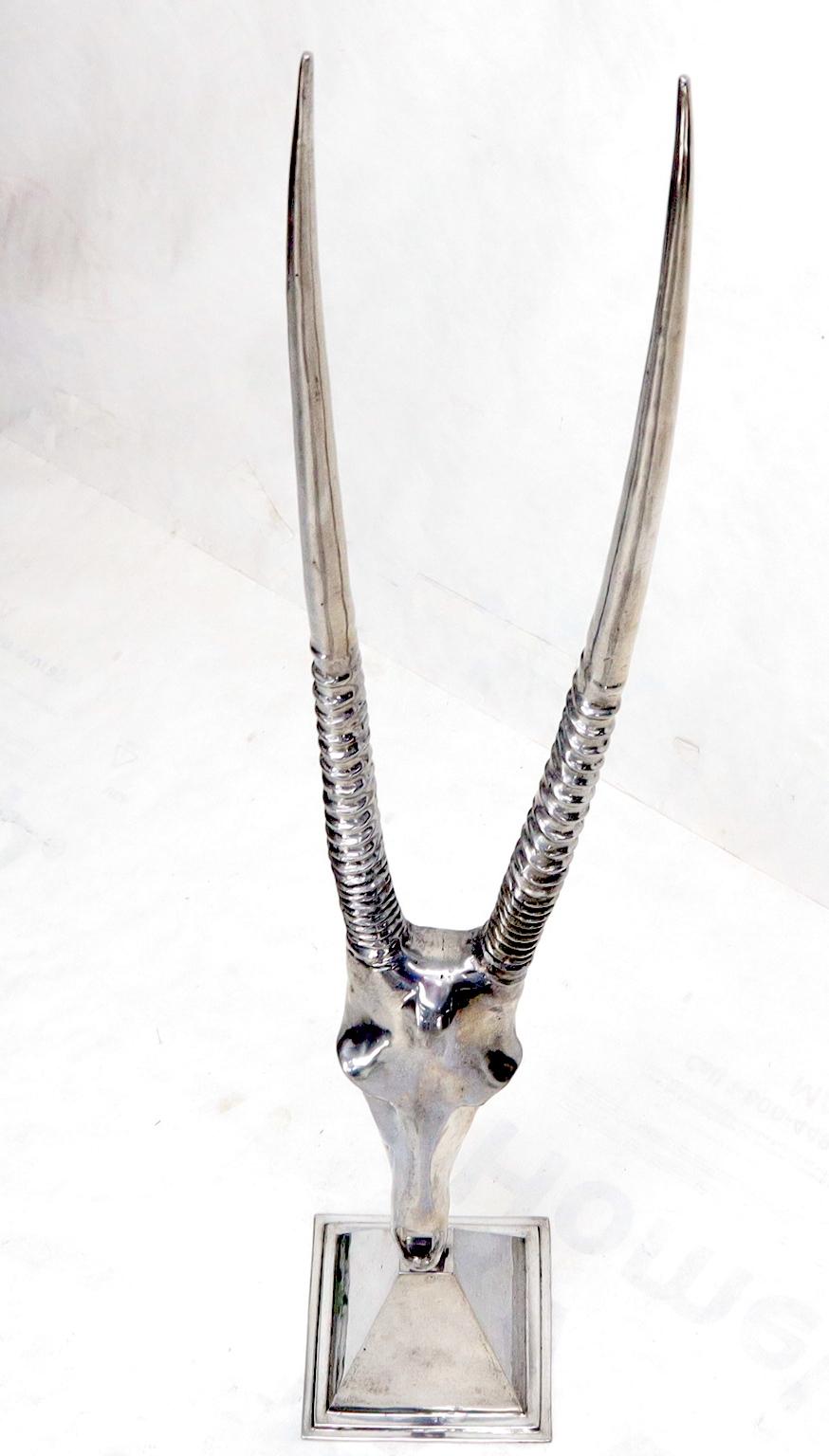 EstablishedLines Vintage Arthur Court Tall Sculpture of a Gazelle in Polished Aluminum