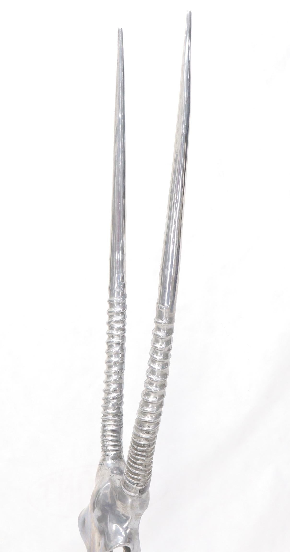 EstablishedLines Vintage Arthur Court Tall Sculpture of a Gazelle in Polished Aluminum
