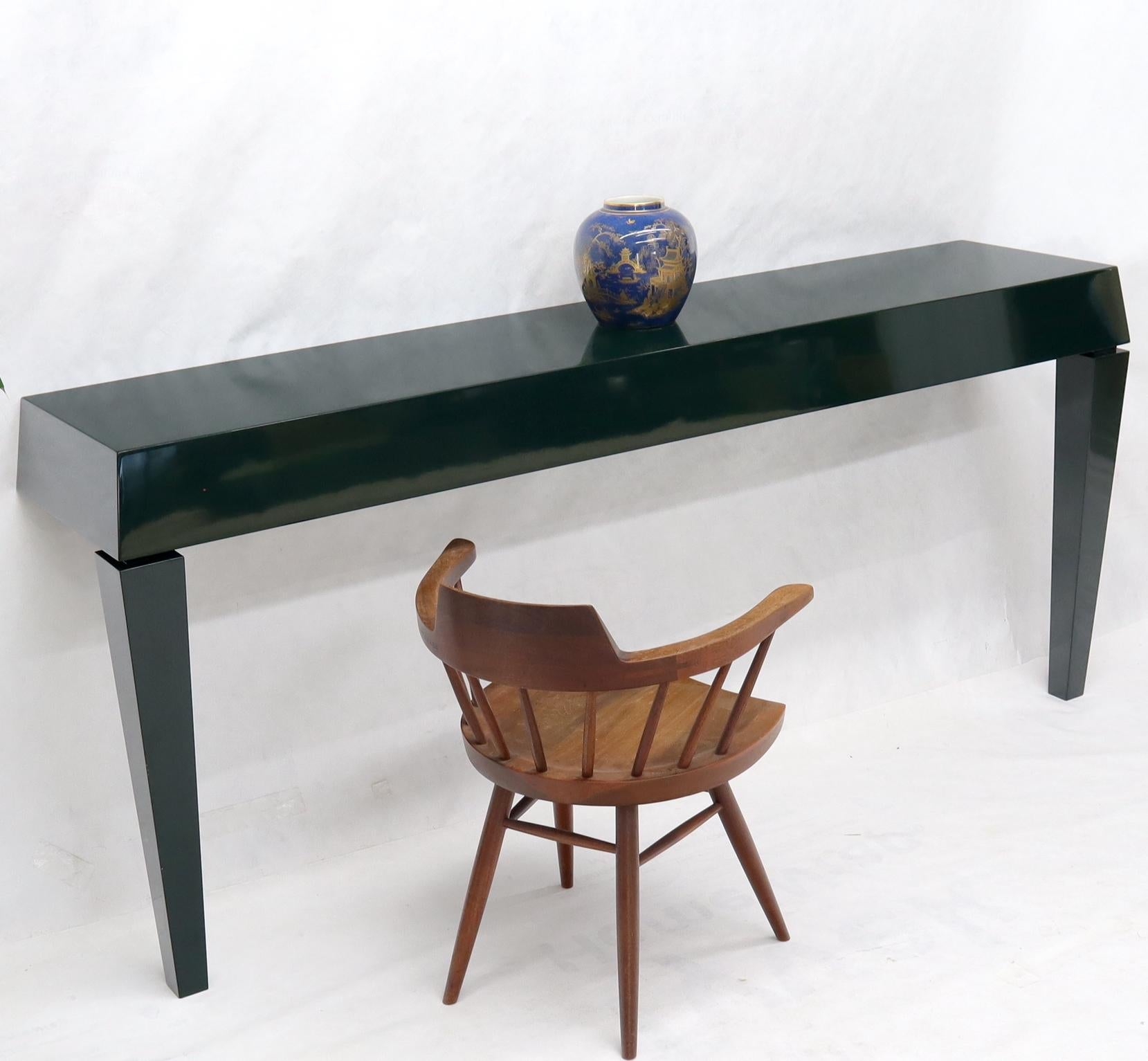 EstablishedLines Extra Long Dark Green Lacquer Console Wall Table