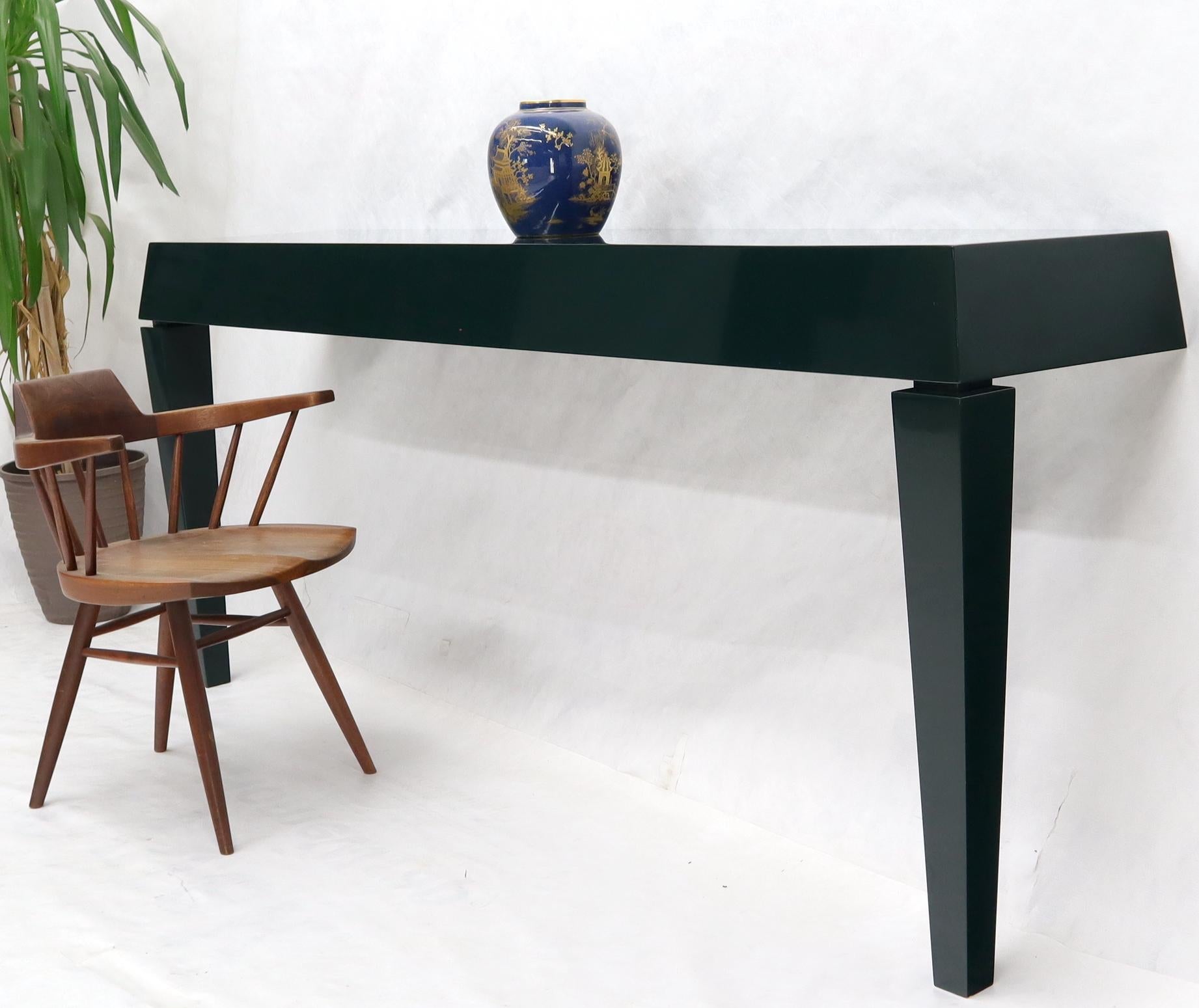 EstablishedLines Extra Long Dark Green Lacquer Console Wall Table