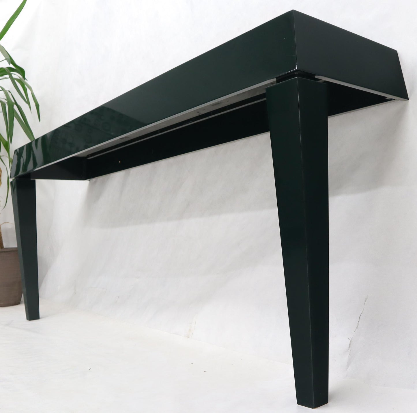 EstablishedLines Extra Long Dark Green Lacquer Console Wall Table