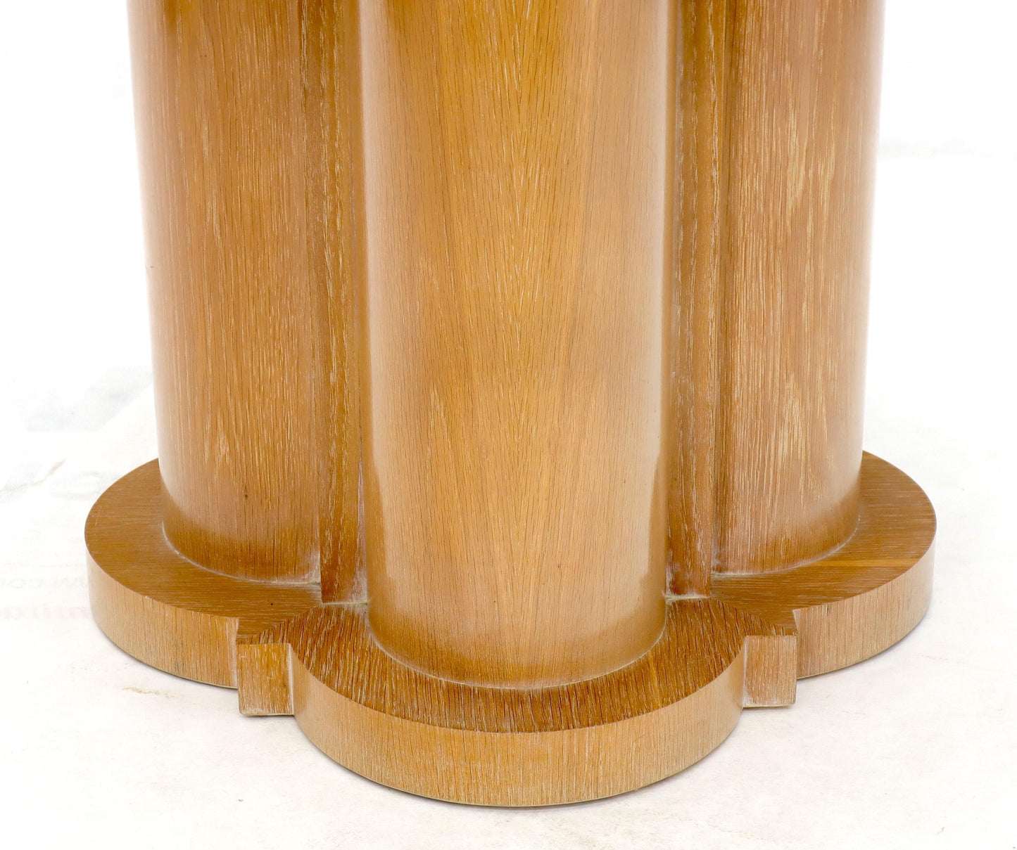 Cerused Oak Triple Cylinder Base 52"  Round Glass Top Dining Conference Table