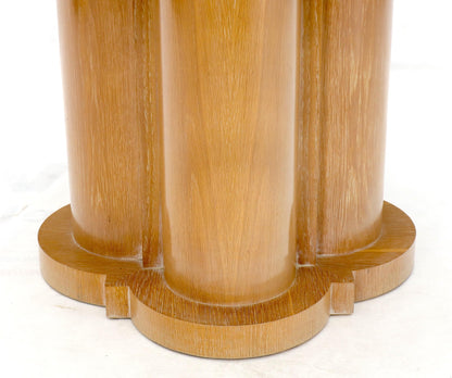 Cerused Oak Triple Cylinder Base 52"  Round Glass Top Dining Conference Table