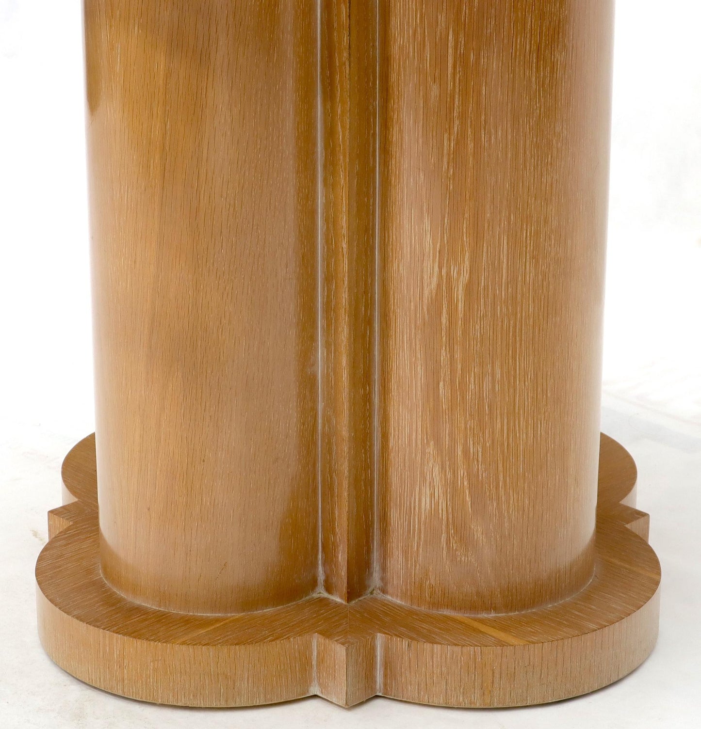 Cerused Oak Triple Cylinder Base 52"  Round Glass Top Dining Conference Table