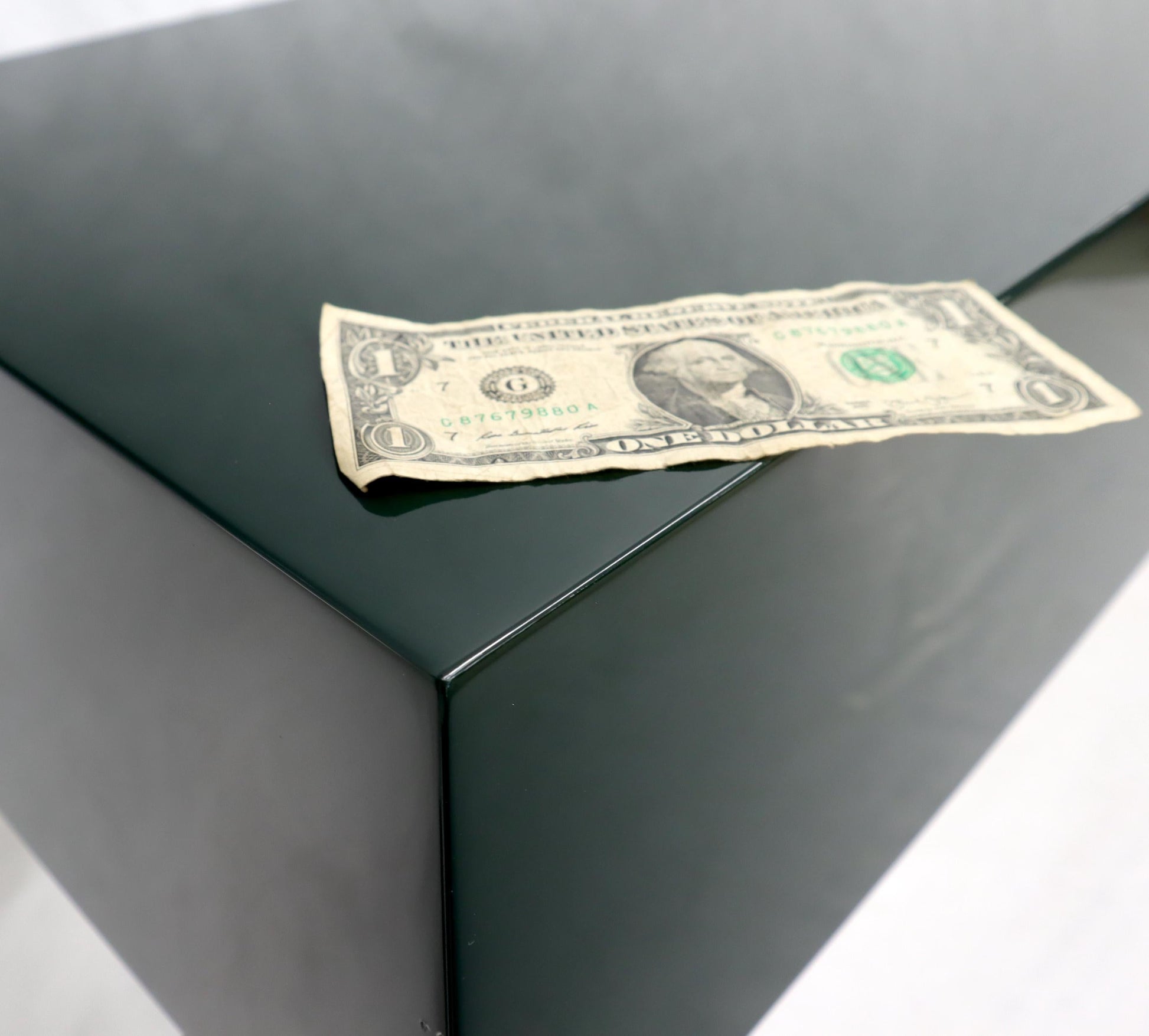 EstablishedLines Extra Long Dark Green Lacquer Console Wall Table