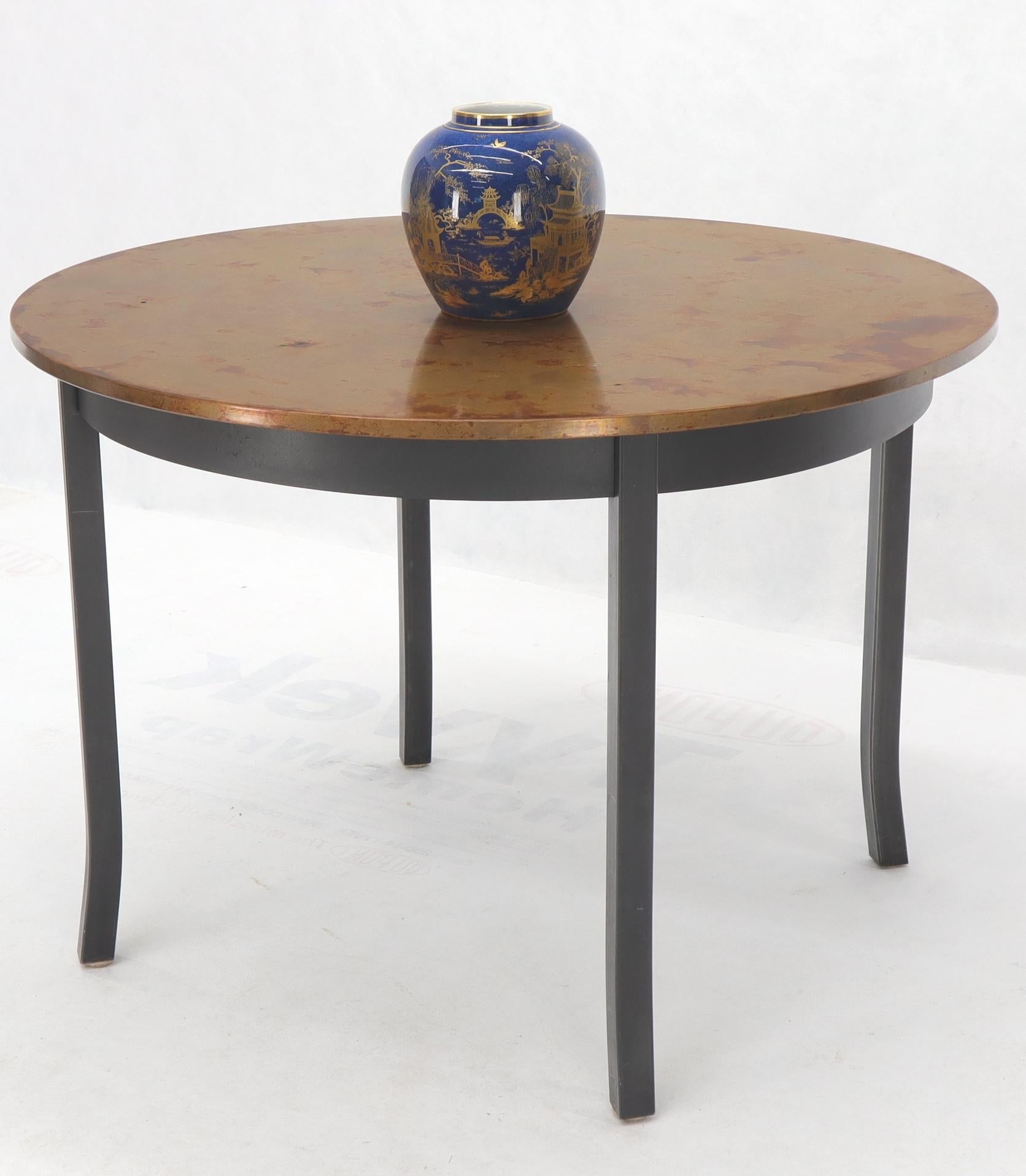 EstablishedLines Round Copper Top Black Metal Base Dining Table