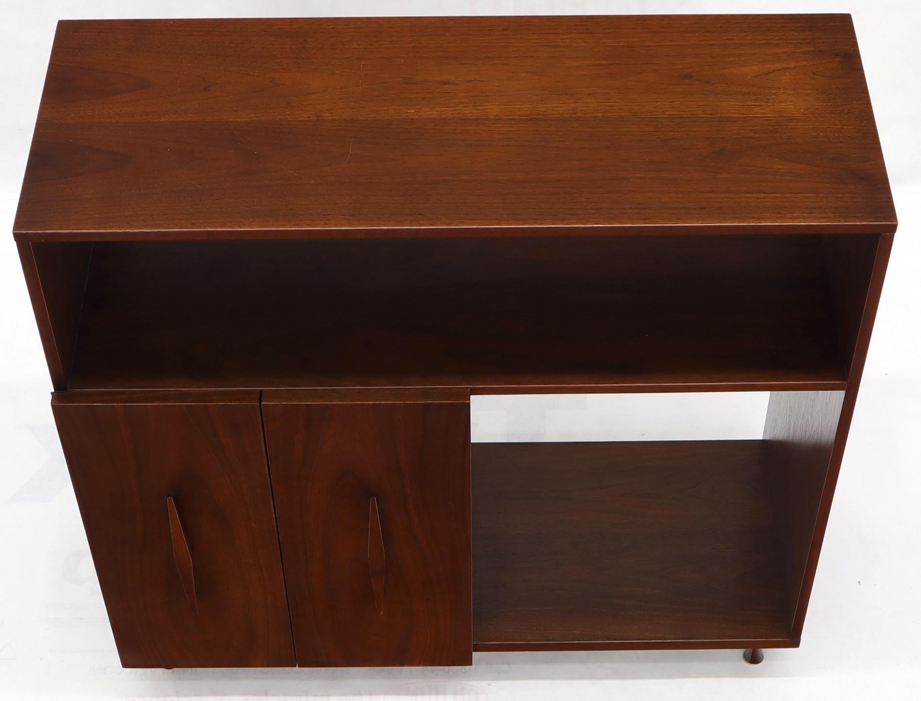 EstablishedLines Walnut Mid-Century Modern Accordion Door Entry Hall Cabinet Console Credenza