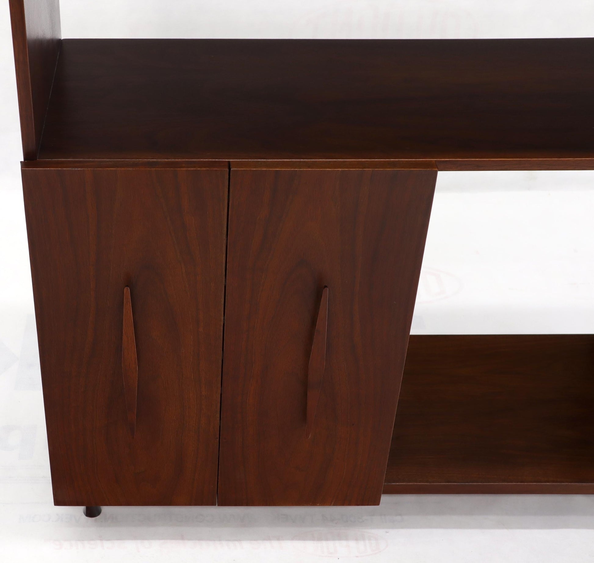 EstablishedLines Walnut Mid-Century Modern Accordion Door Entry Hall Cabinet Console Credenza
