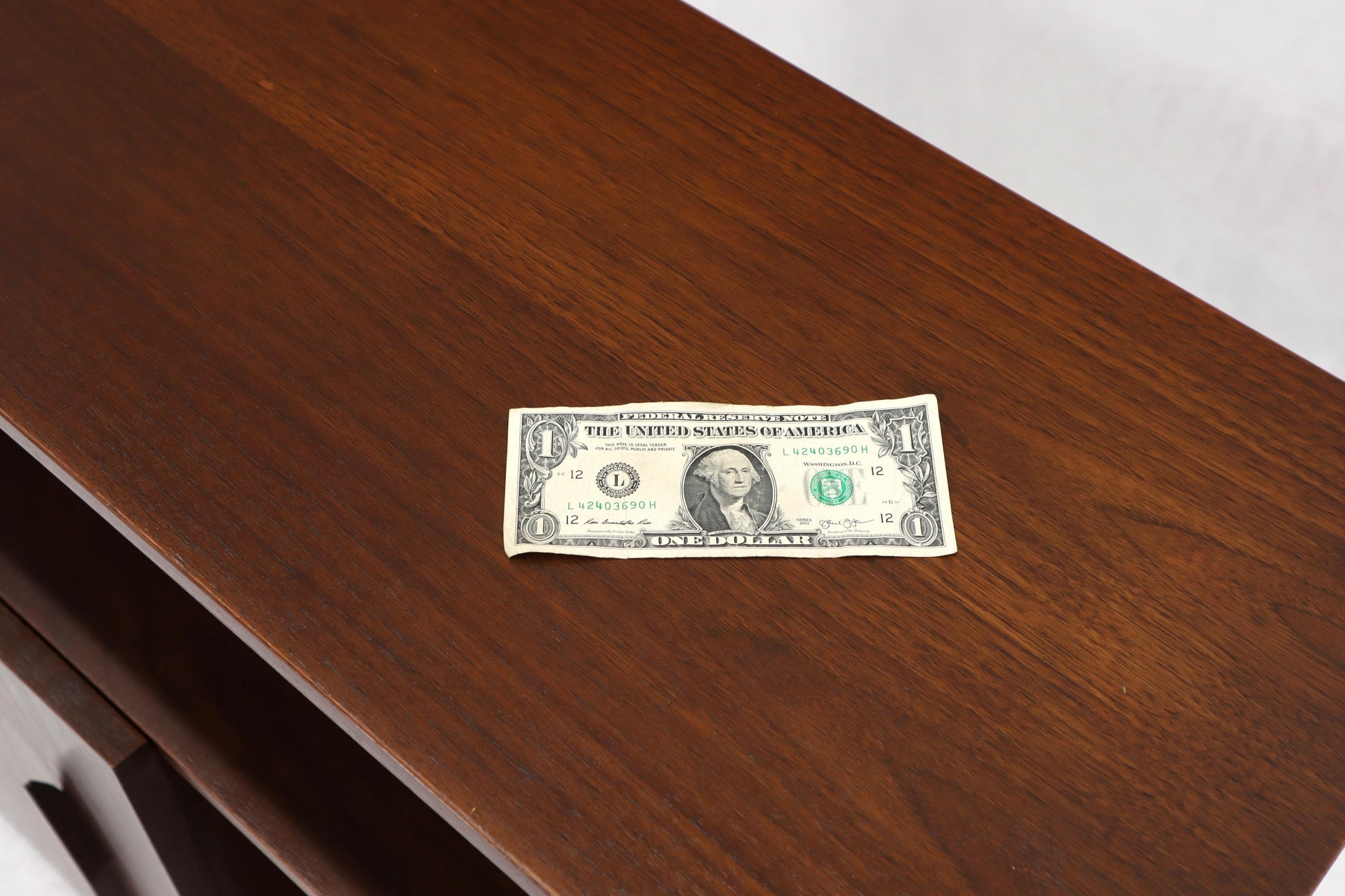 EstablishedLines Walnut Mid-Century Modern Accordion Door Entry Hall Cabinet Console Credenza
