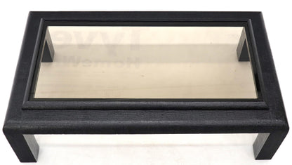 EstablishedLines Cloth Wrapped Black Lacquer Glass Top Rectangular Coffee Table