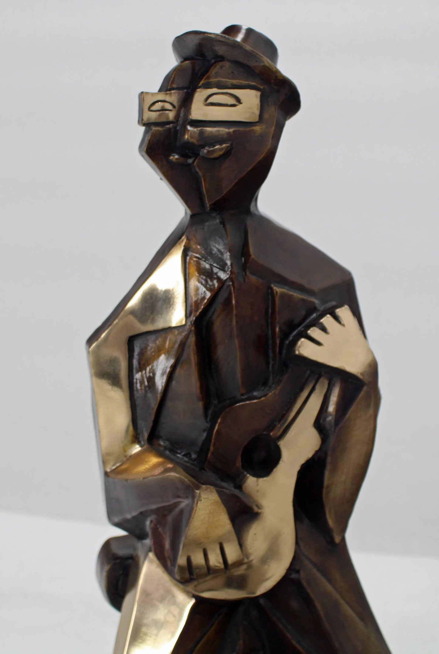 Bronze Abstract Guitarist Sculpture after Picasso Numbered