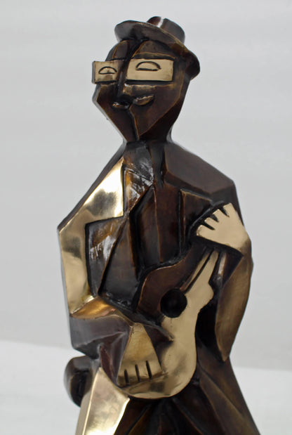 Bronze Abstract Guitarist Sculpture after Picasso Numbered