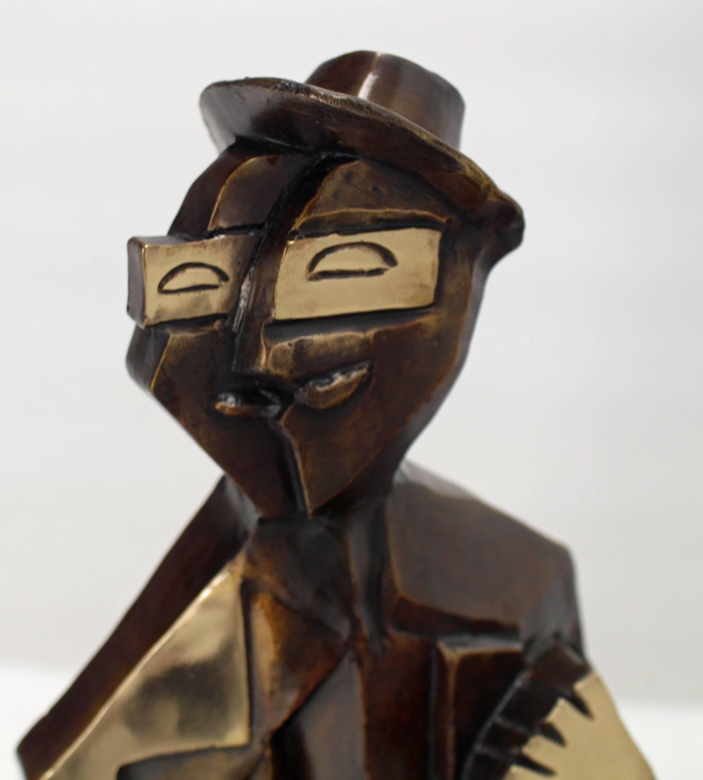 Bronze Abstract Guitarist Sculpture after Picasso Numbered