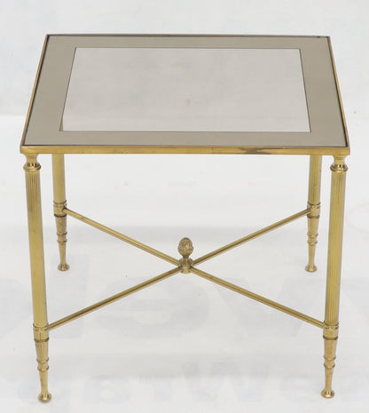 EstablishedLines Set of 3 Brass Mirrored Border Glass Tops Nesting Stacking Tables