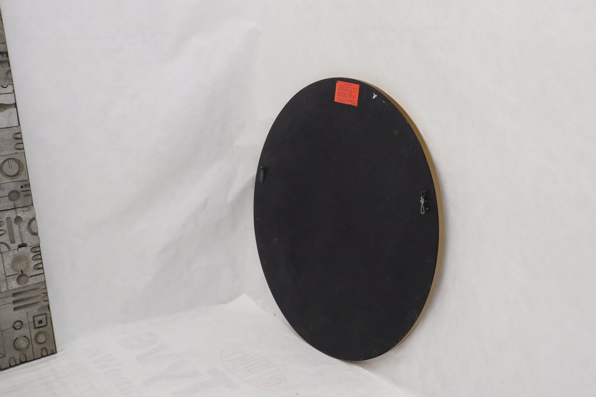 EstablishedLines Large Round Metal Frame Wall Mirror with Screw Head Accents