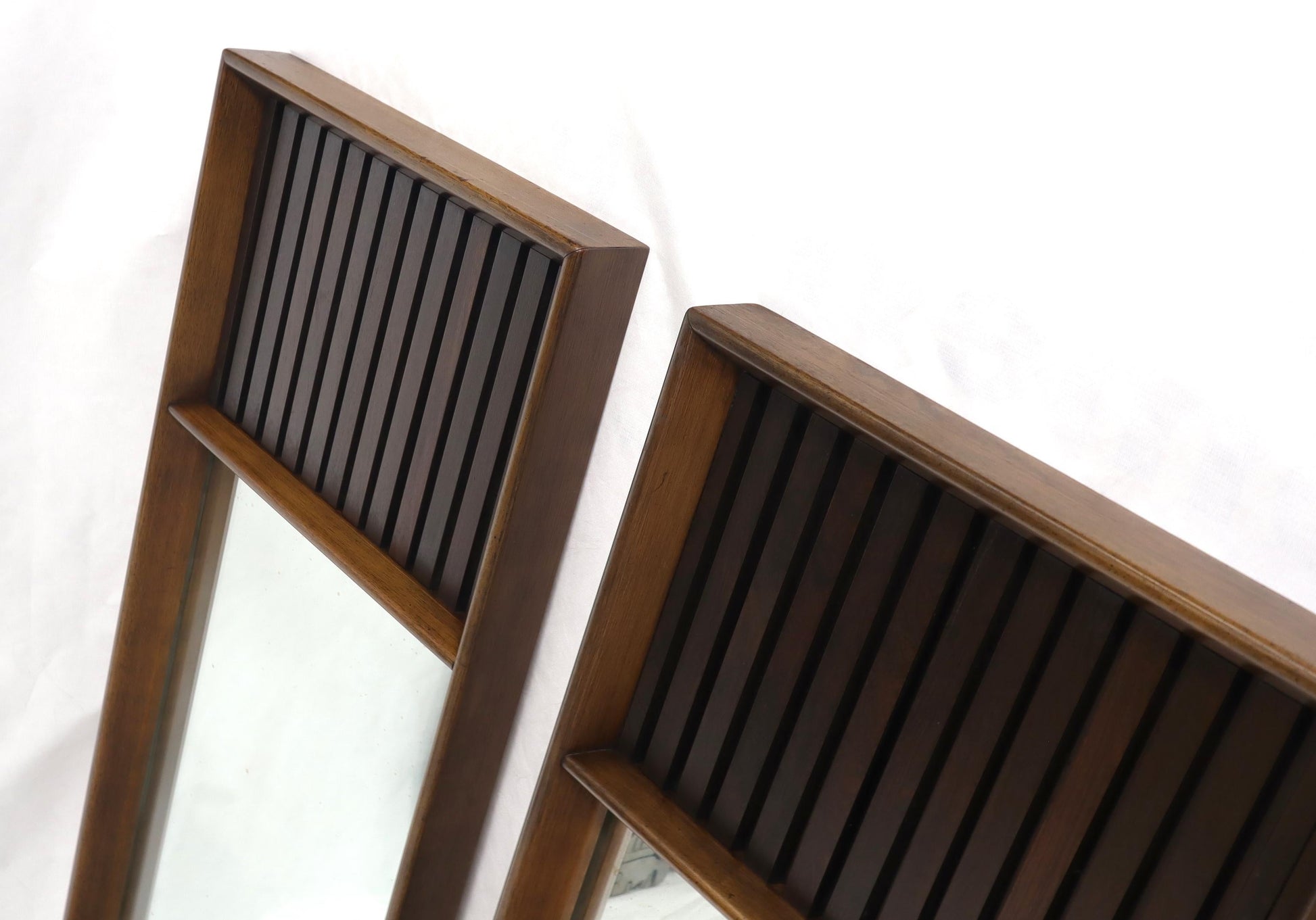 EstablishedLines Pair of Mid-Century Modern Rectangular Walnut Wall Mirrors