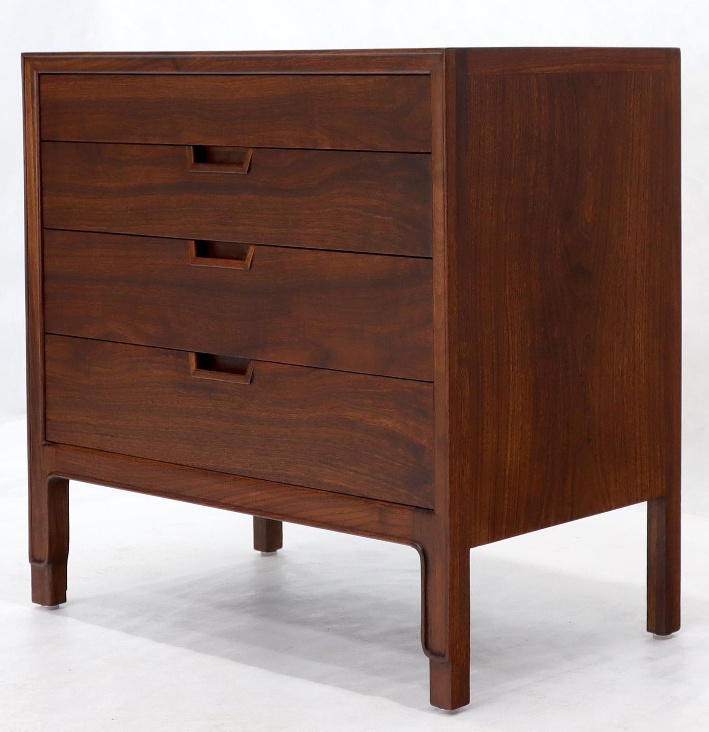 EstablishedLines John Stuart Walnut 4 Drawer Bachelor Chest Small Dresser