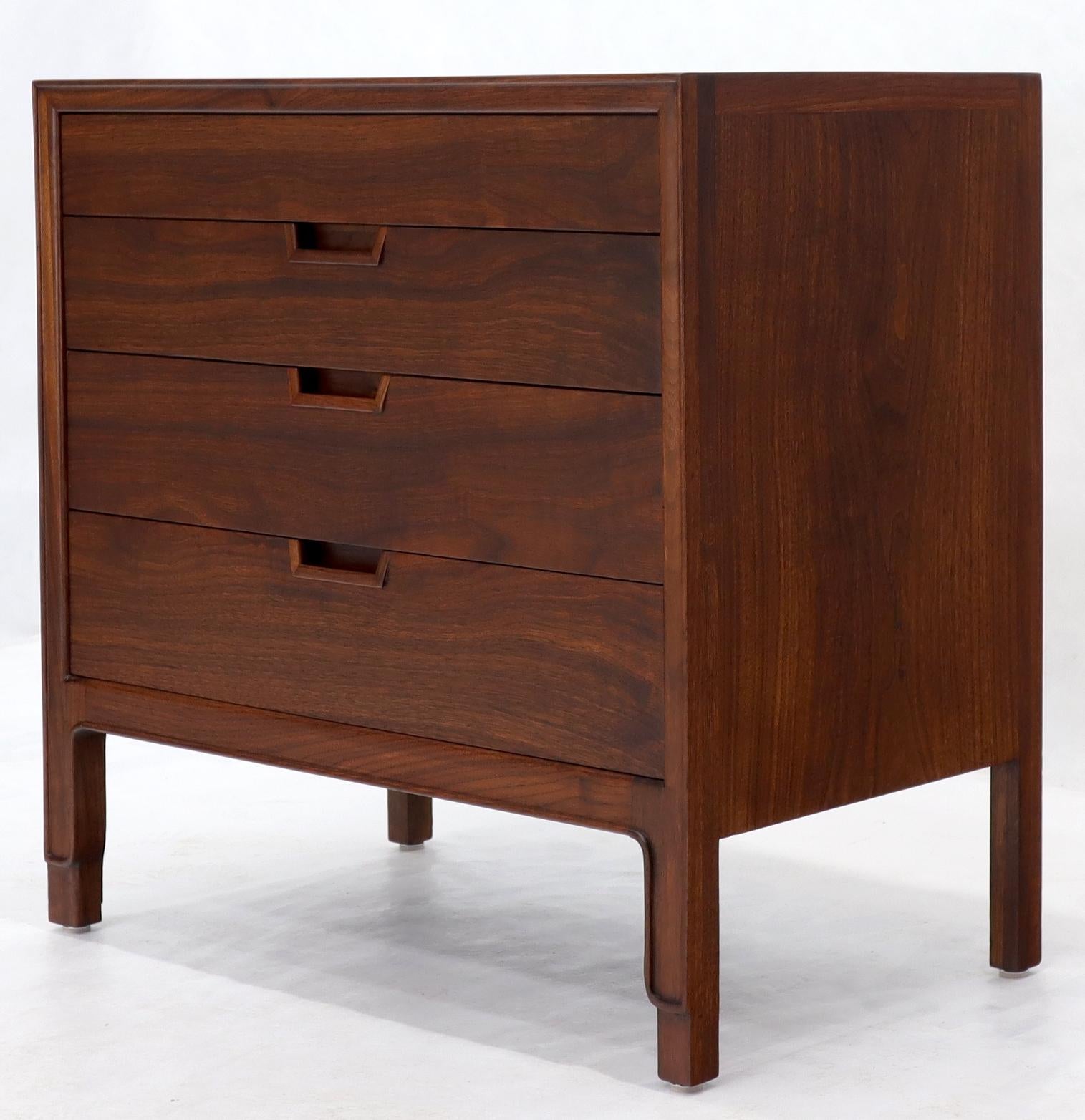 EstablishedLines John Stuart Walnut 4 Drawer Bachelor Chest Small Dresser