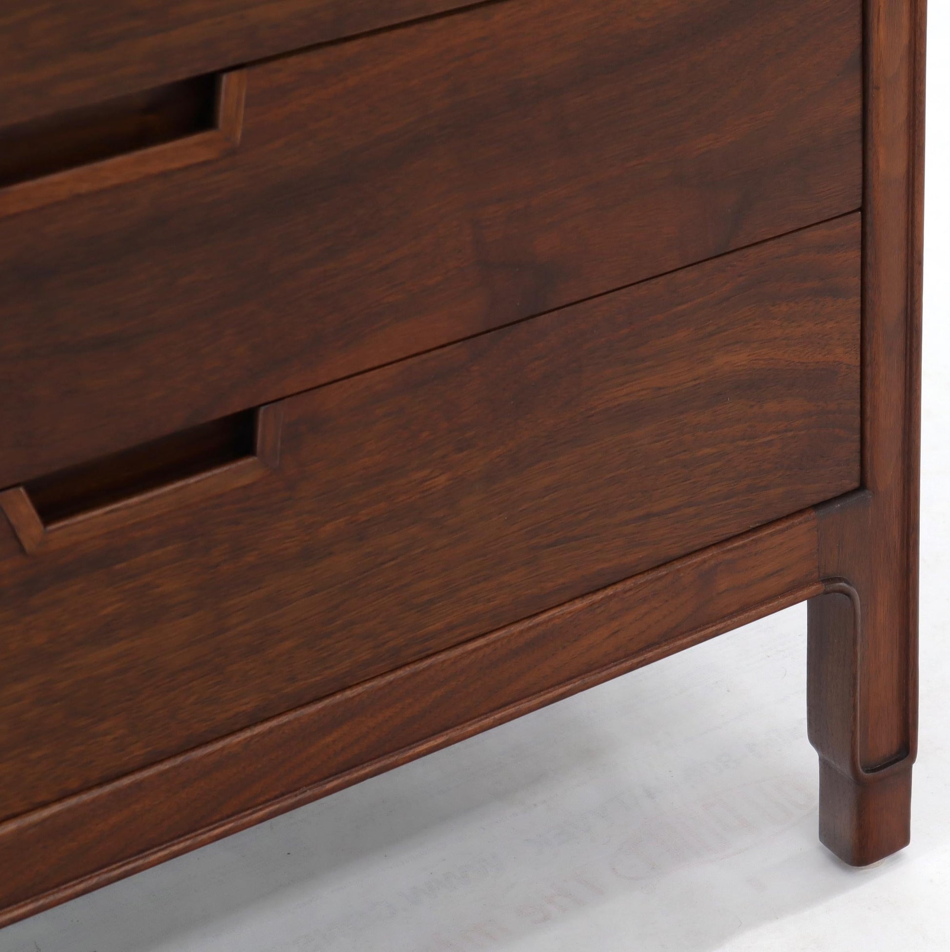EstablishedLines John Stuart Walnut 4 Drawer Bachelor Chest Small Dresser