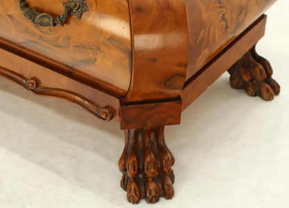 Italian Bombe Inlay Olive Wood Dresser Drop Front Jewerly Compartment Secretary