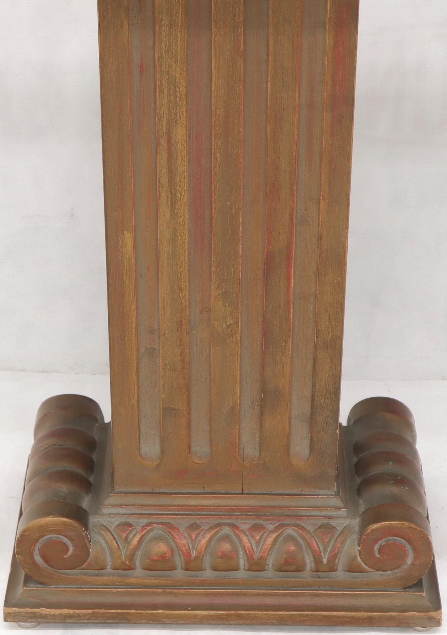 EstablishedLines Pair of Reverse Painted Glass Tops Single Pedestal Side Occasional Tables