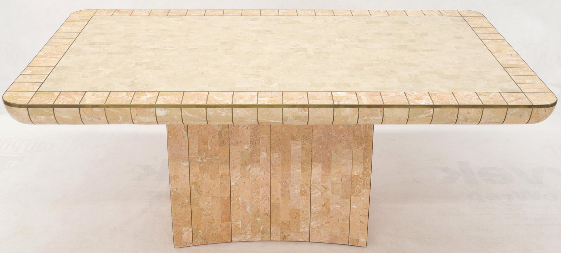 EstablishedLines Brass & Tessellated Marble Stone Tile Top Dining Conference Tables