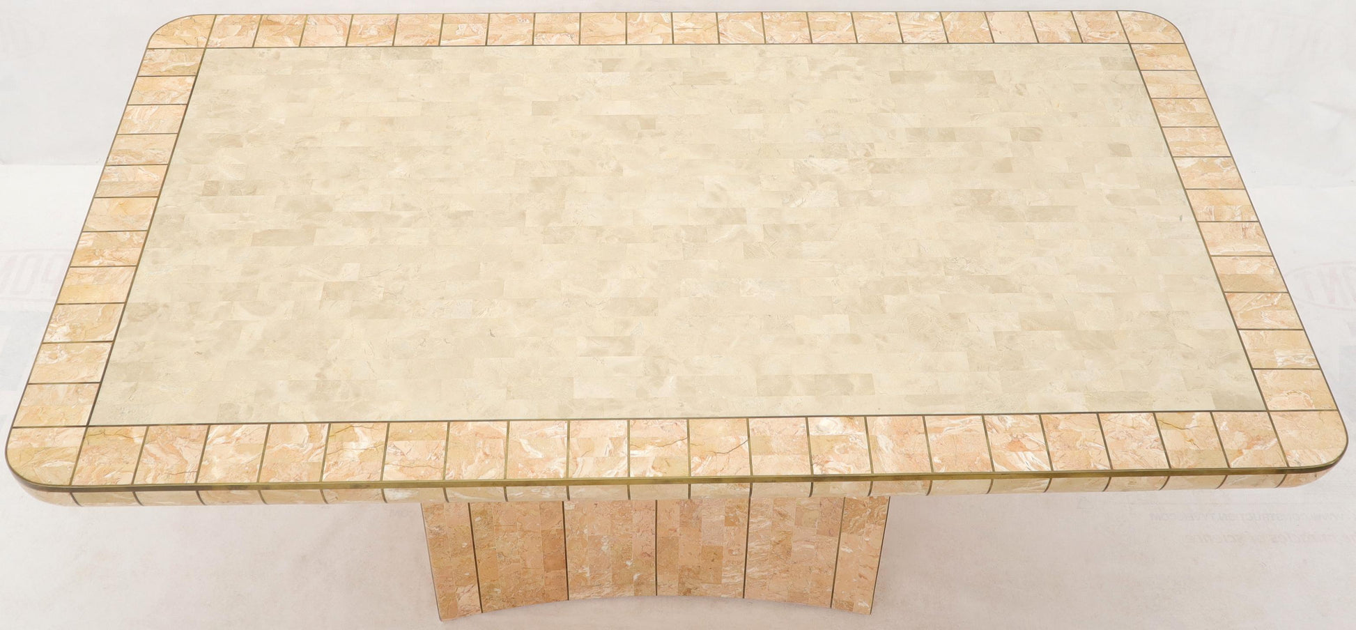 EstablishedLines Brass & Tessellated Marble Stone Tile Top Dining Conference Tables