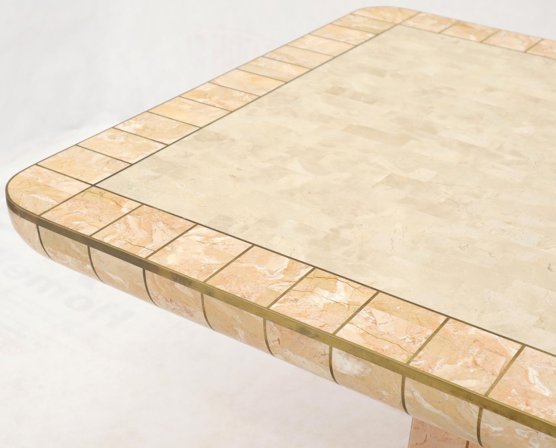 EstablishedLines Brass & Tessellated Marble Stone Tile Top Dining Conference Tables