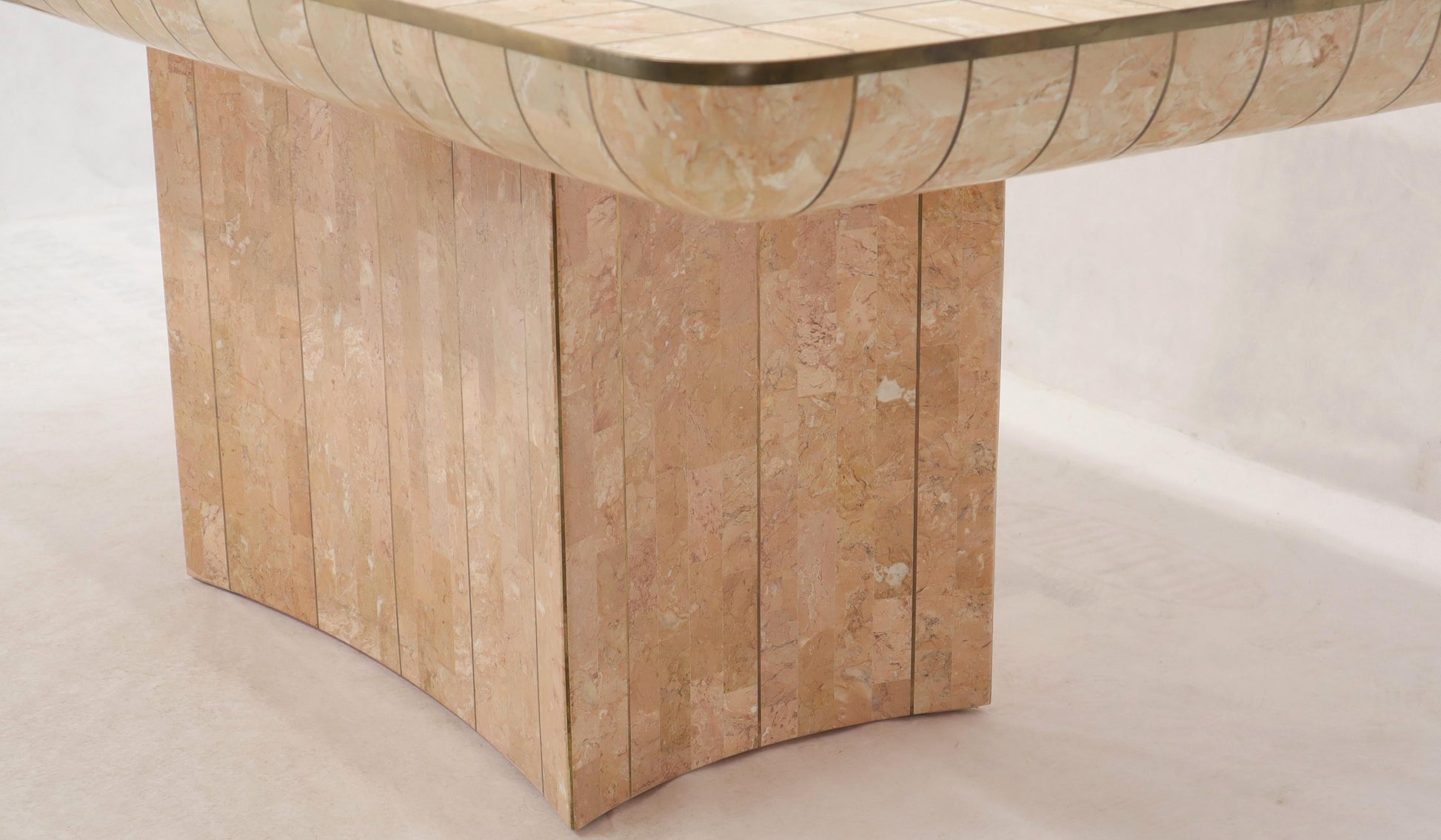 EstablishedLines Brass & Tessellated Marble Stone Tile Top Dining Conference Tables