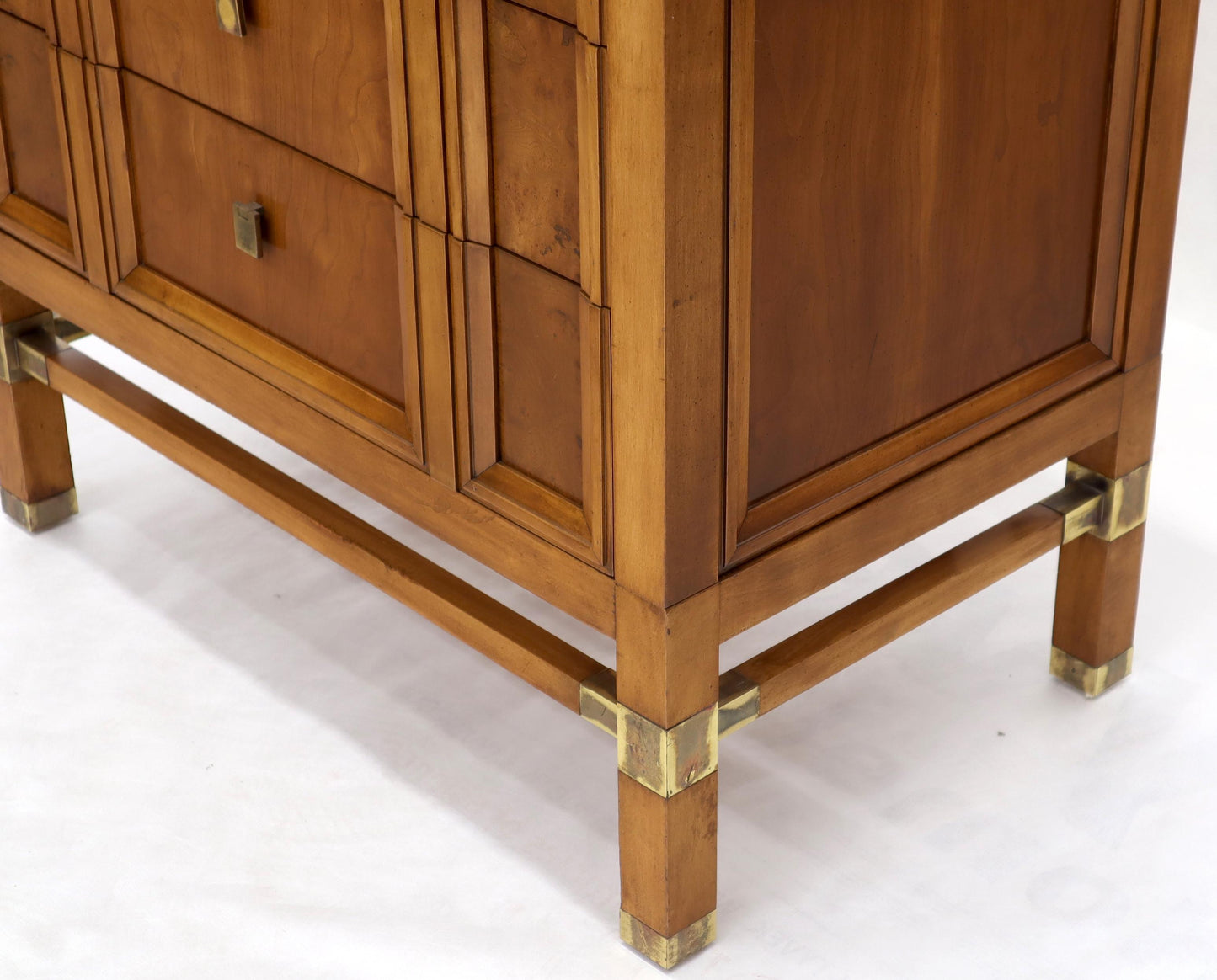 EstablishedLines Travertine Top Three Drawers Bachelors Chest with Brass Pulls and Accents