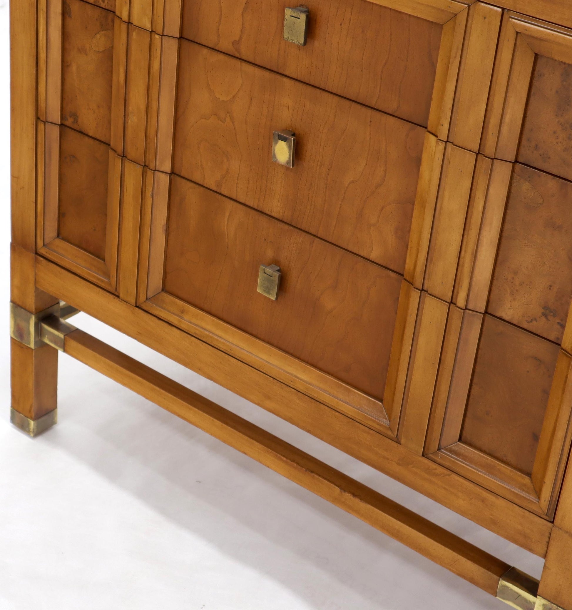 EstablishedLines Travertine Top Three Drawers Bachelors Chest with Brass Pulls and Accents