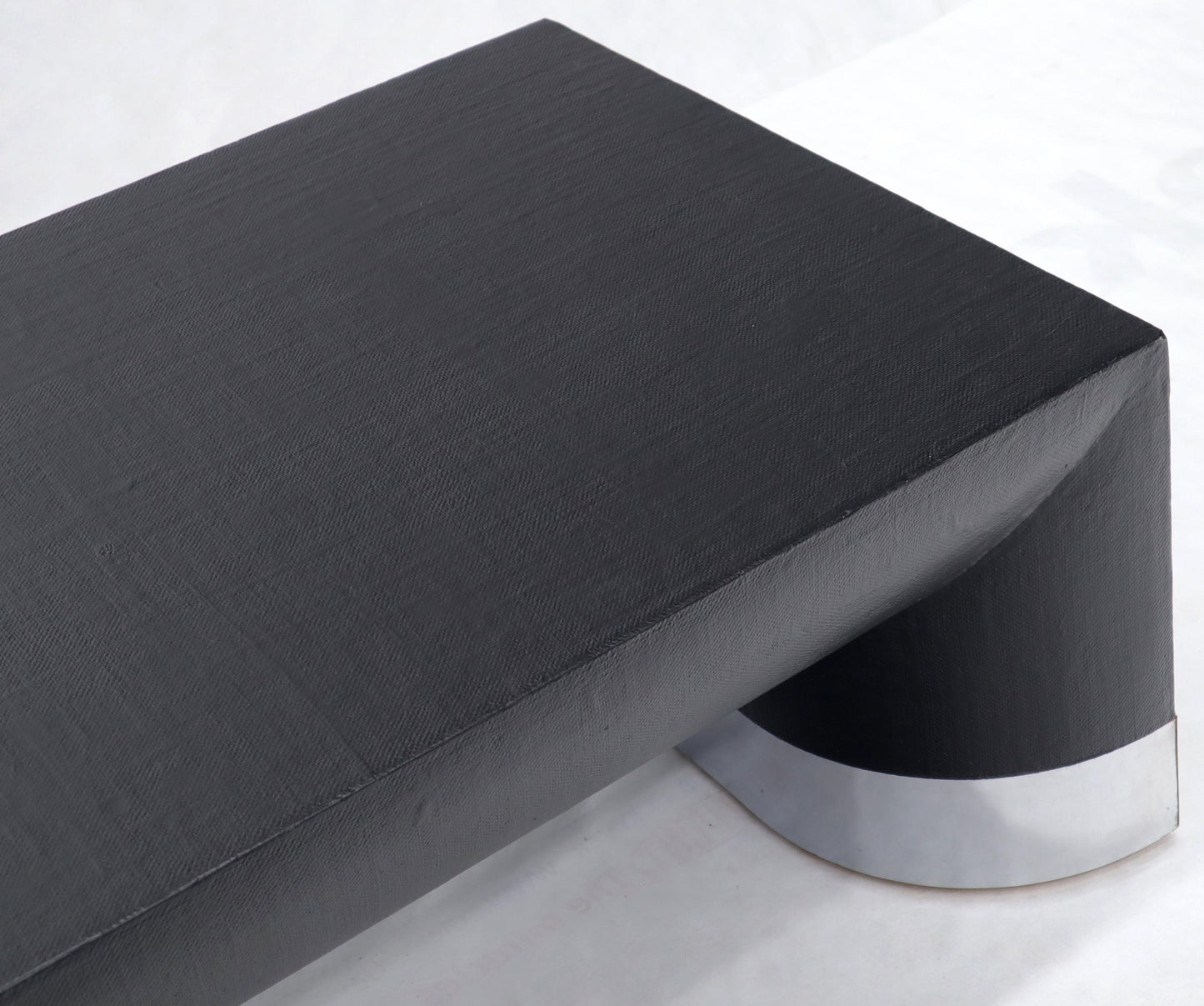 EstablishedLines Large Black Lacquer Cloth Covered Chrome Base Rectangular Coffee Table