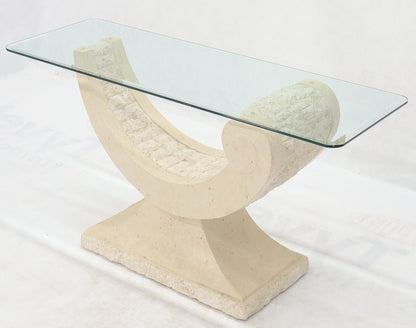EstablishedLines Tessellated Stone Organic Shape Base Rectangular Sofa Console Table